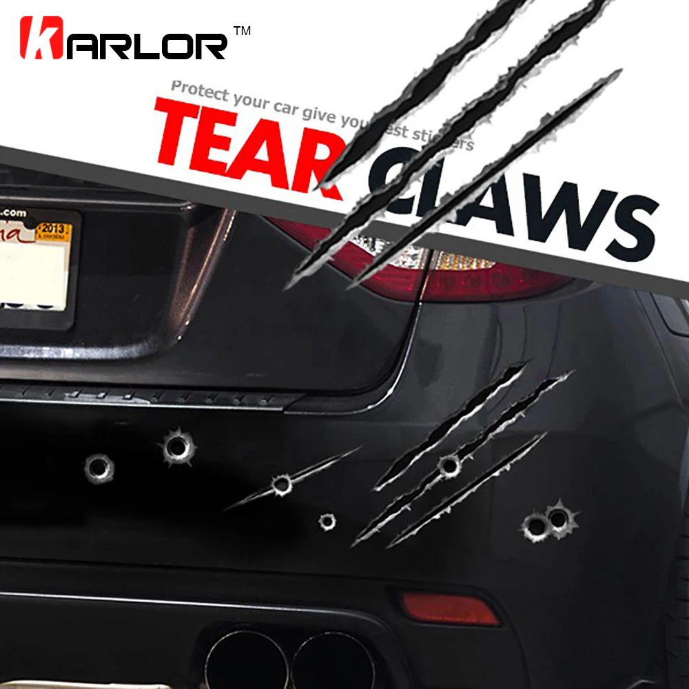 

Fake Scratch Tear Claws Realistic Bullet Gun Holes Fashion Reflective Car Auto Motorcycle Car Stickers Decals DIY Car-Styling