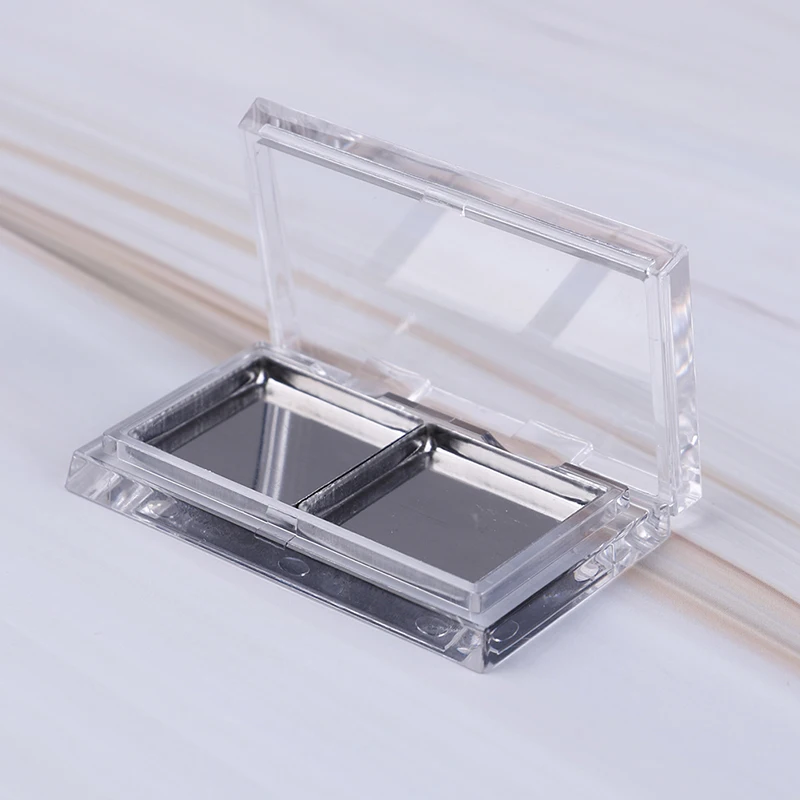1pc Empty Double Grid Magnet Box + 2pcs Stainless Steel Plate Eyeshadow Pigment Palette Makeup Eye Shadow Case | Красота и здоровье