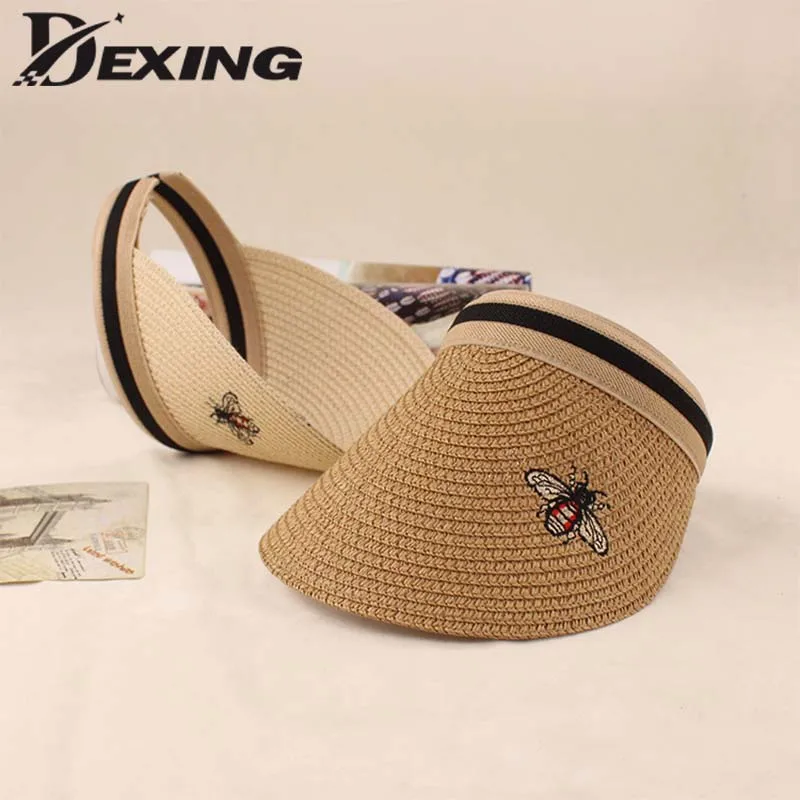 التطريز النحل الظل قبعة الشمس الفتيات الصيف أقنعة قبعة دون أعلى الاطفال سترو قبعة للنساء منحني قبعة للشاطئ السيدات واقية من الشمس كاب التطريز النحل الظل قبعة الشمس الفتيات الصيف أقنعة قبعة دون أعلى الاطفال سترو قبعة للنساء منحني قبعة للشاطئ السيدات واقية من الشمس كاب