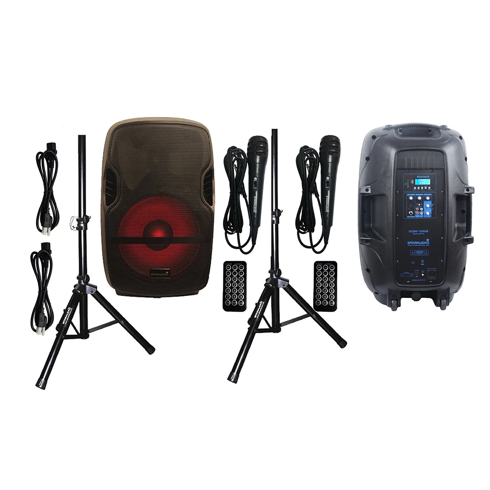 STARAUDIO Dual 15'' 2000W PA DJ Karaoke Audio Powered KTV Disco Active