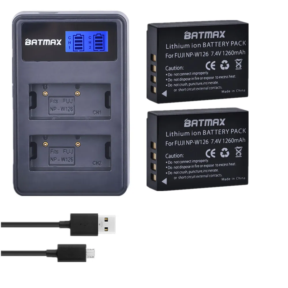 Batmat NP-W126 NPW126 Батарея+ ЖК-дисплей Dual USB Зарядное устройство для ЖК-дисплея с подсветкой Fujifilm FinePix HS30EXR HS33EXR X-Pro1 X-E1 X-E2 X-M1 X-A1 X-A2 X-T20