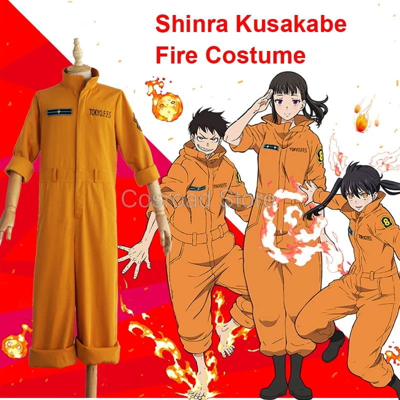 Cosroad Shinra Kusakabe Косплей Костюм Enen no Shouboutai пожарная сила комбинезон для косплея Maki Oze