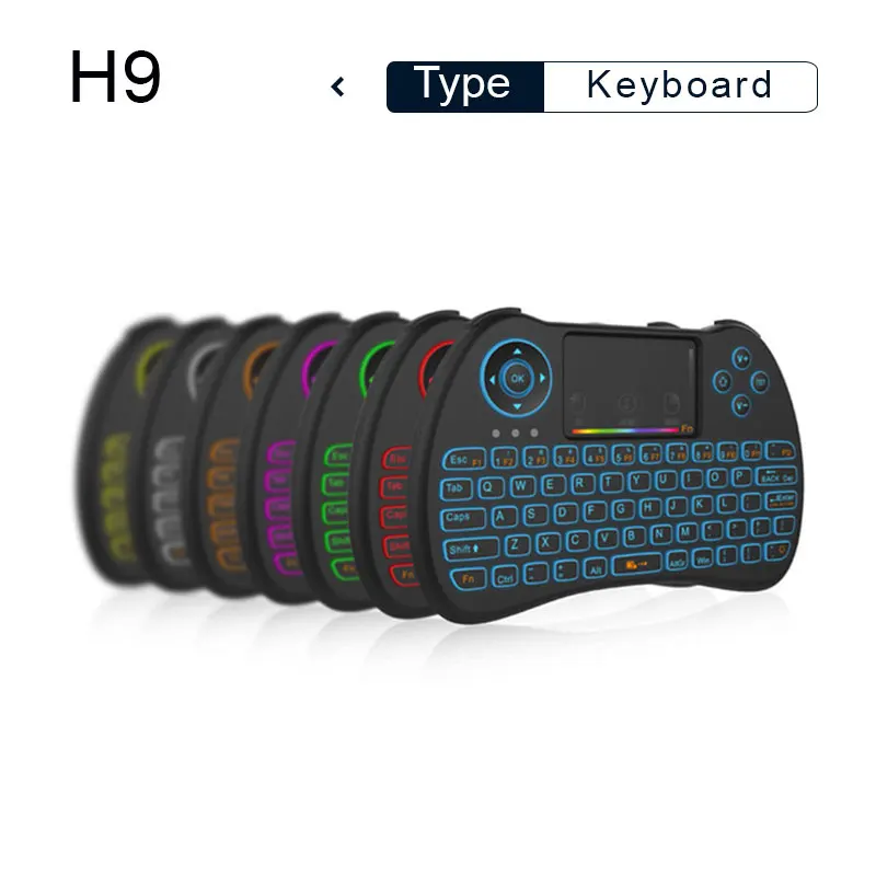 

H9 2.4G Mini Wireless Game Keyboard RGB Backlit With 7 Colorful Backlight Touchpad Air Mouse For Smart TV Android Box