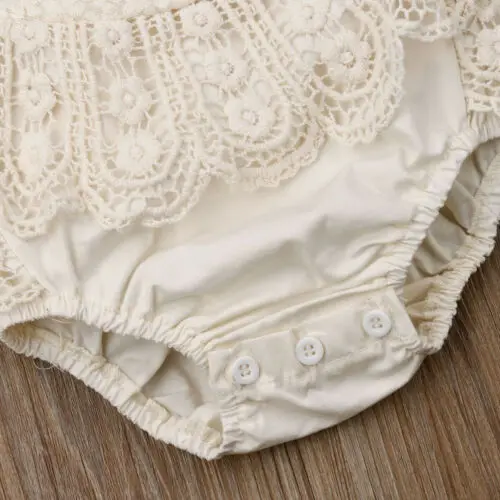 Emmaaby/комбинезон для новорожденных девочек с оборками и кружевом и открытой спиной; летняя одежда