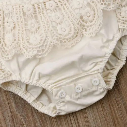 Emmababy Newborn Baby Girl Ruffle Lace Backless Romper Jumpsuit Summer Clothes