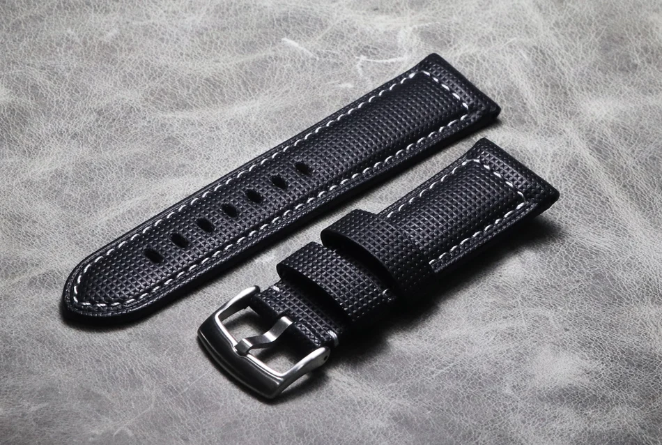 20 21 22 24 26mm high quality thick Genuine Leather Watch Straps Handmade Watch Bands Black Watchband for Hamilton Mido Panerai