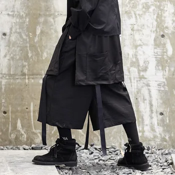

2019 spring and summer new stage catwalk show Japanese fashion men's casual wide-leg pants loose fashion nine points skirt pants