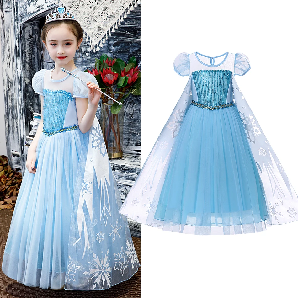 Платье принцессы Анны и Эльзы для девочек; Детский карнавальный костюм; детская Снежная королева; Эльза и Анна; нарядное платье Эльзы для Хеллоуина