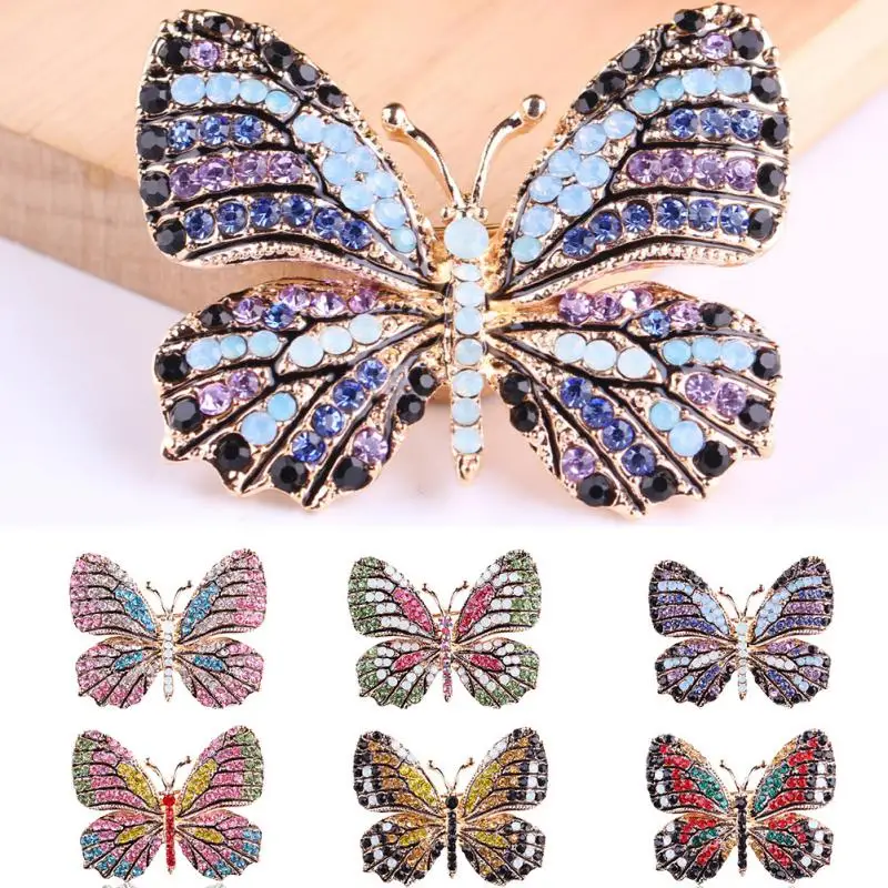 

Fashion Butterfly Brooches For Women Perfect Rhinestone Crystal Hijab Pins Christmas Gift Brooches