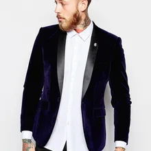 Мужская шаль, черный нагрудный смокинг для жениха, бархатный Фиолетовый пиджак, мужские костюмы для шафера(куртка+ брюки+ галстук+ платок) B894