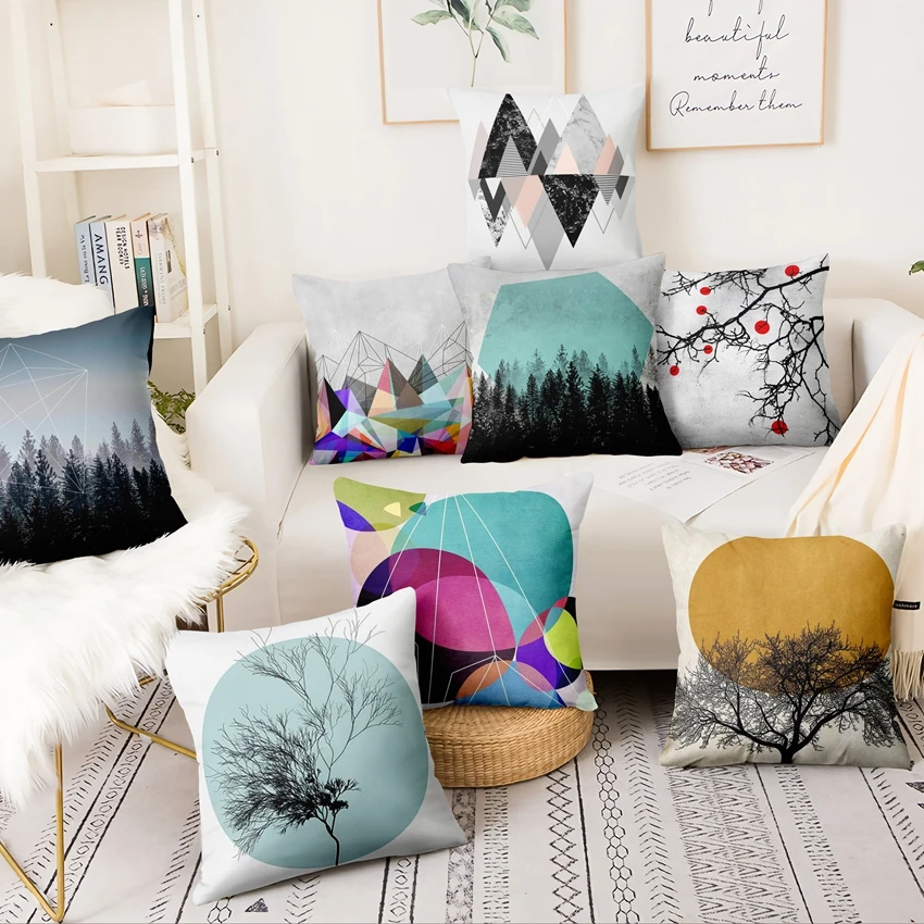 

Scandinavian Simple Printed Pillowcase Nordic Design Art Cushion Decorative Pillow Home Decor Sofa Throw Pillow Almofadas 45*45