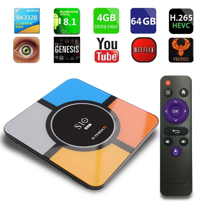 

Set top box TV BOX S10 MINI Android 9.0 WIFI USB 3.0 Media Player 2.4G Remote Control 4GB RAM 32GB/64GB ROM 3D 4K HDR H.265