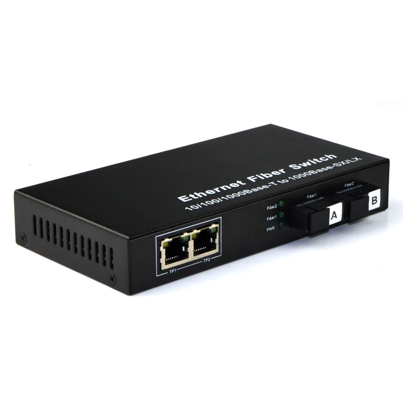 

Gigabit Ethernet Media Converter, 2 -port 1000Mbps RJ45 to 2-port 1000M Single-Mode SC Fiber