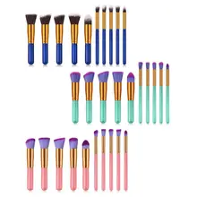 10 pcs Pro Maquiagem Jogo de Escova Cosméticos Fundação Misturando Pincéis Kabuki Ferramenta