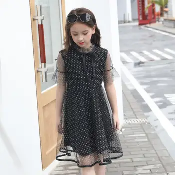 

Teenage dress girls dress 2019 summer new Europe style mesh Bot short sleeve dress big baby princess dress school clothes ws437