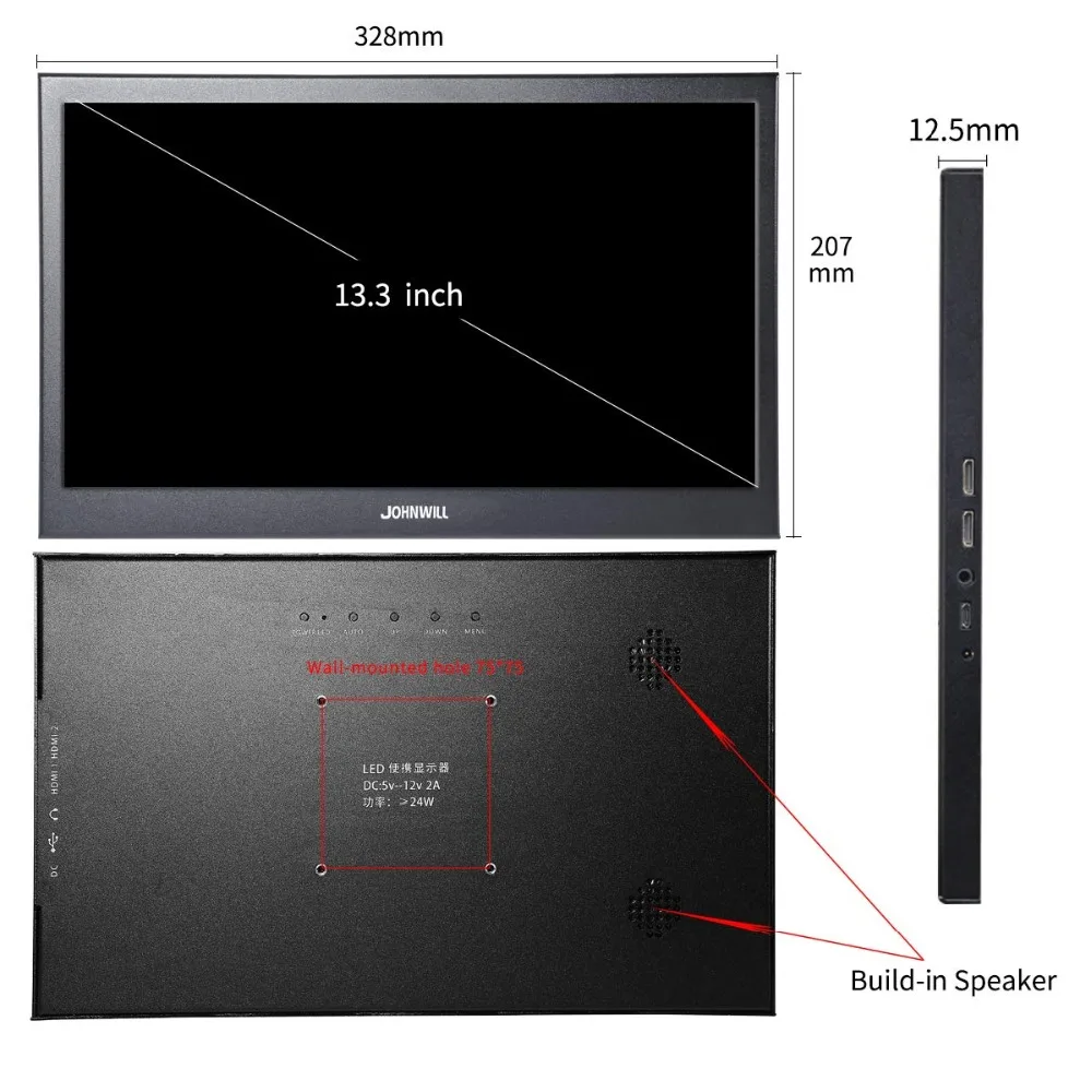 HDMI монитор портативный 13,3 дюймов 2K для ПК PS4 Xbox 360 Raspberry Pi 3 B 2B ips lcd светодиодный экран ноутбука
