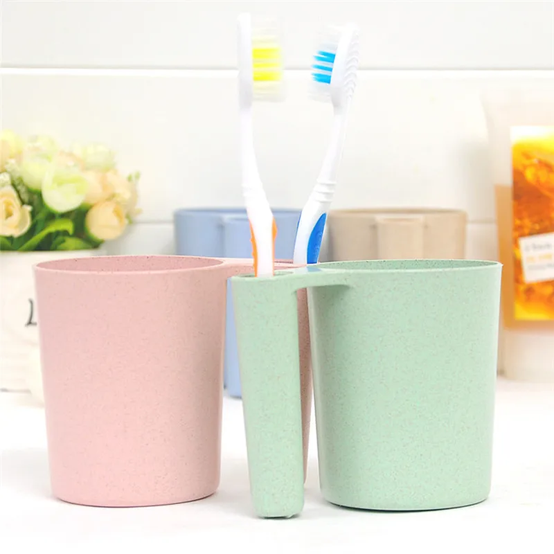 

Creative Home New Products Wheat Straw Toothbrush Holder Mouthwash Cup toothbrush cup bathroom accessories plastic water cup