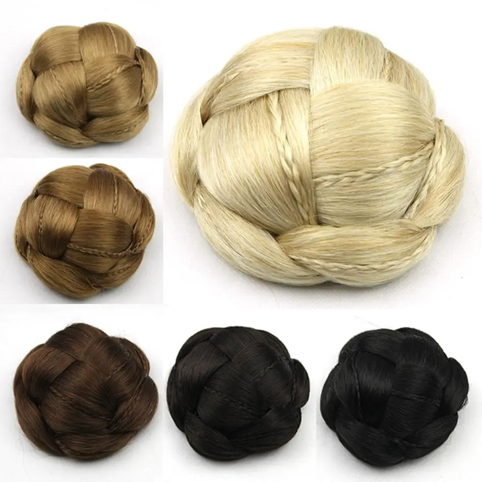 Soowee 6 Colors Braided Clip In Fake Hair Bun Hair Chignon Fast