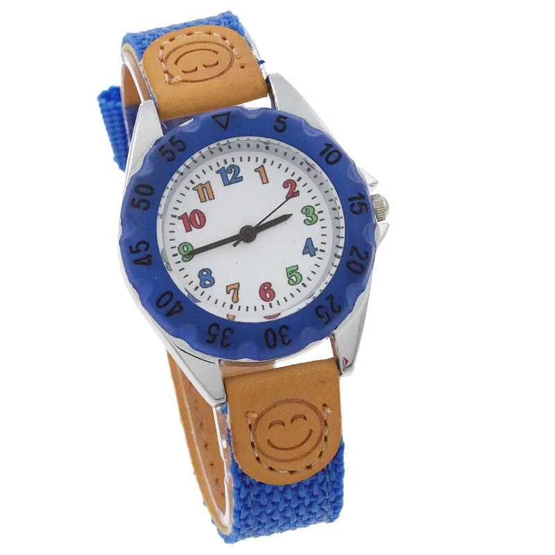 80 шт., смешанные цвета, оптом, детские часы для мальчиков и девочек, детский подарок, тканевый ремешок, обучающий студенческие наручные часы U32