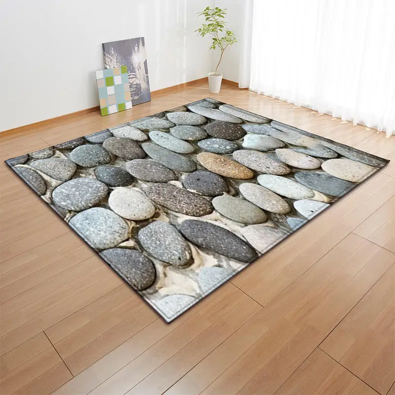 

Creative 3D Stone Print Carpet for Living Room Bedroom Floor Mat Modern Simple Non-Slip Area Rug Large Blanket Home Decor