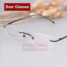 Титановые очки Для мужчин очки без оправы очки при близорукости оптический Prescription1029(52-18-135