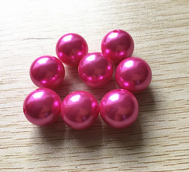 Жемчужные бусины ярко розового цвета 20 мм 11 шт./лот|pearl beads|acrylic pearl beadsgumball beads |