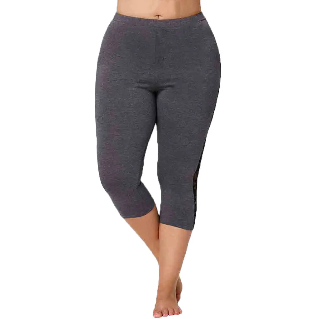 Женские леггинсы с кружевами размера плюс, обтягивающие штаны, тянущиеся мягкие спортивные Леггинсы для тренировок, фитнеса, спортивные штаны, брюки, одежда