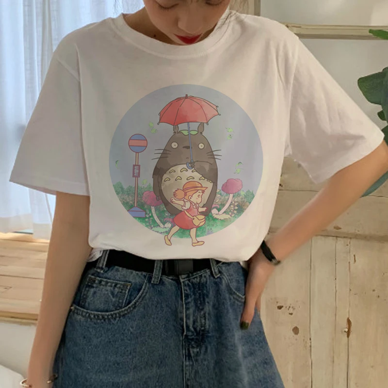 Милая футболка Totoro Studio Ghibli, Женская Футболка Harajuku Ullzang, модная футболка в стиле аниме 90 s, футболки с забавными рисунками, женские футболки - Цвет: 4274