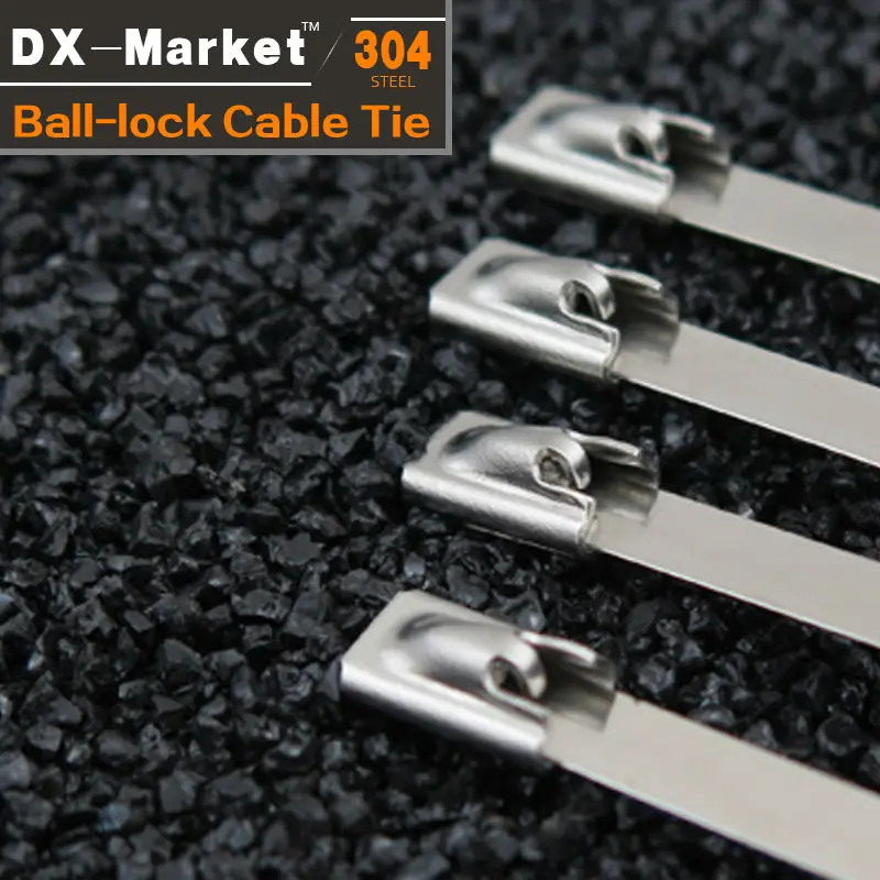 5*150 , 100pcs , stainless steel 304 cable tie , 360 degree seal ball-lock ties