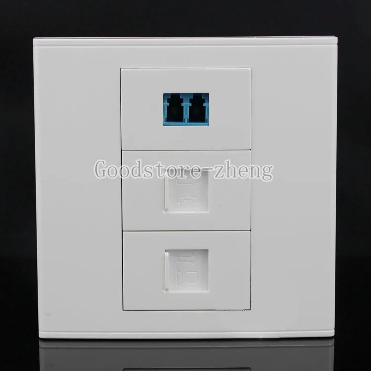 

Wall Face Plate Fiber Optical LC Connector Coupler +RJ45 CAT6 Socket Faceplate