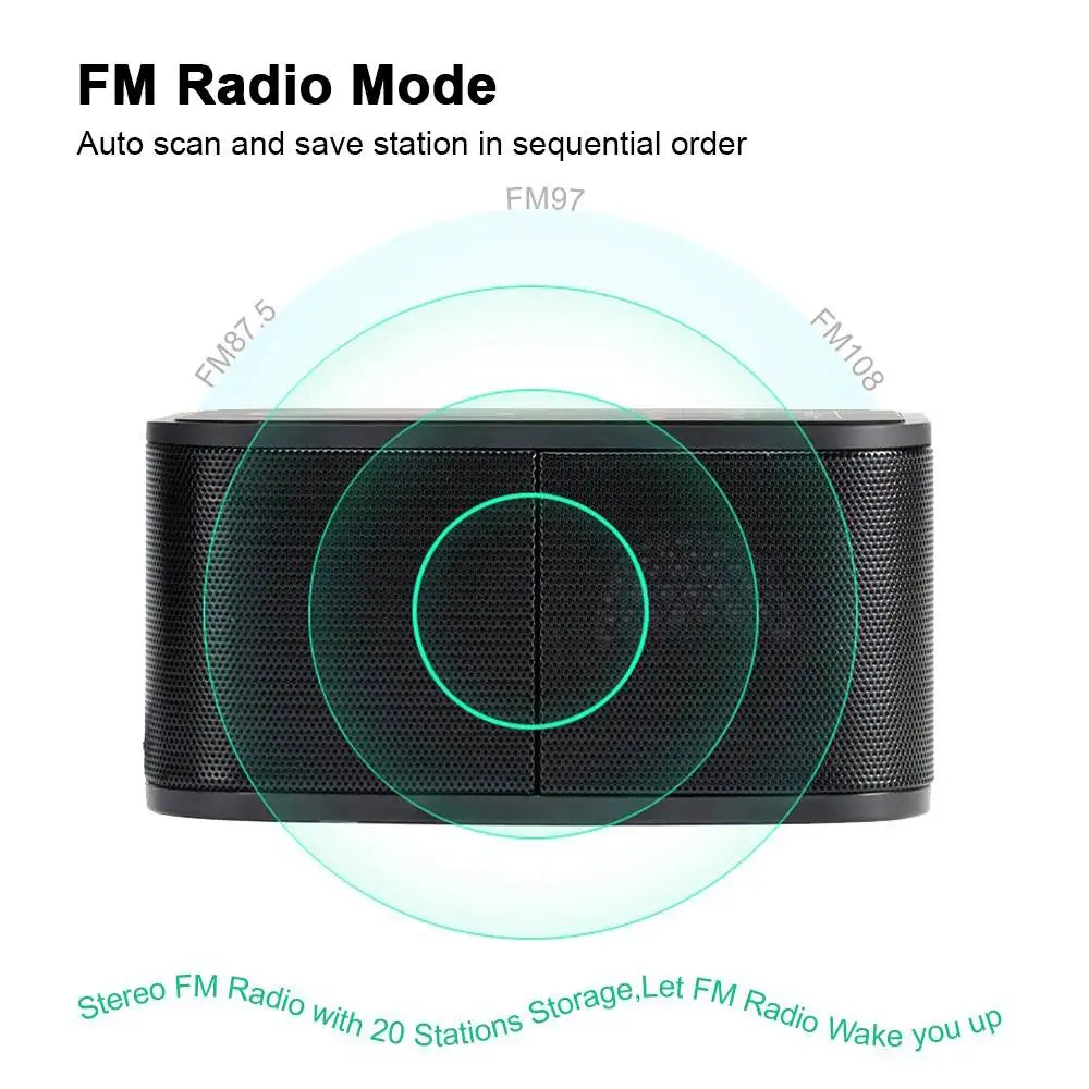 Bluetooth динамик/Беспроводное зарядное устройство/fm-радио/Повтор будильника/USB порт зарядного устройства для IOS Android