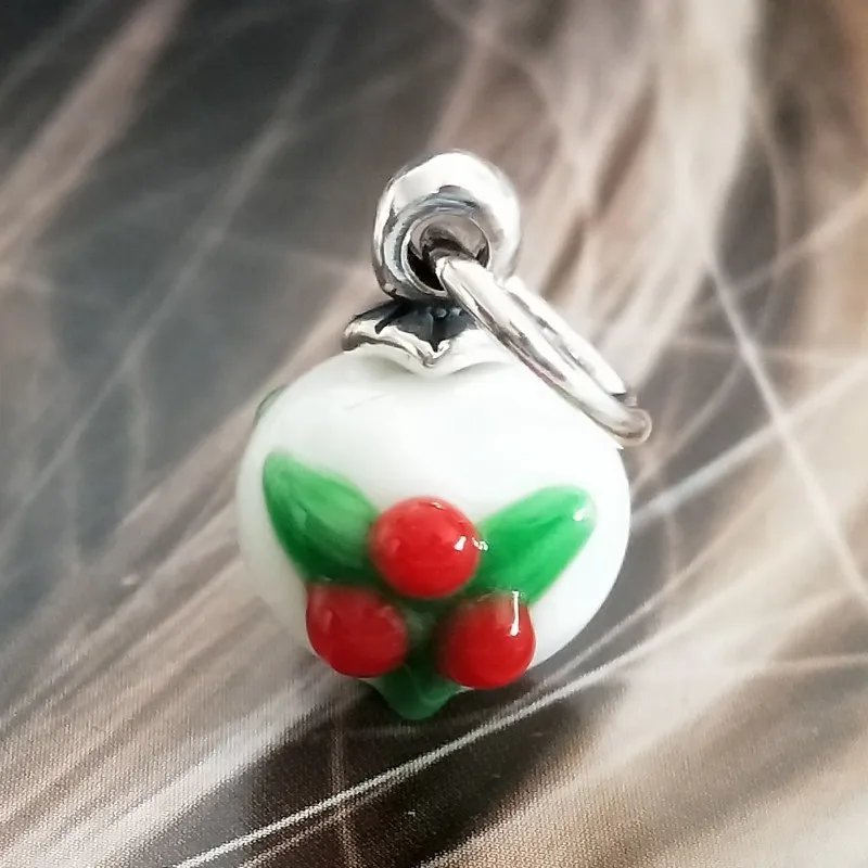 Jewelry 925 Sterling Silver Handmade Christmas glass bead pendant beads
