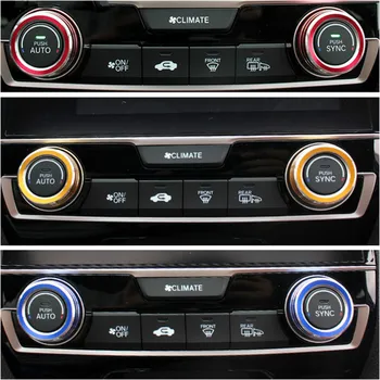 

2pcs Aluminu A/C Air Condition Knob For Honda Civic 2016 2017 AC Climate Control Ring Button Switch Trim Cover Car Styling