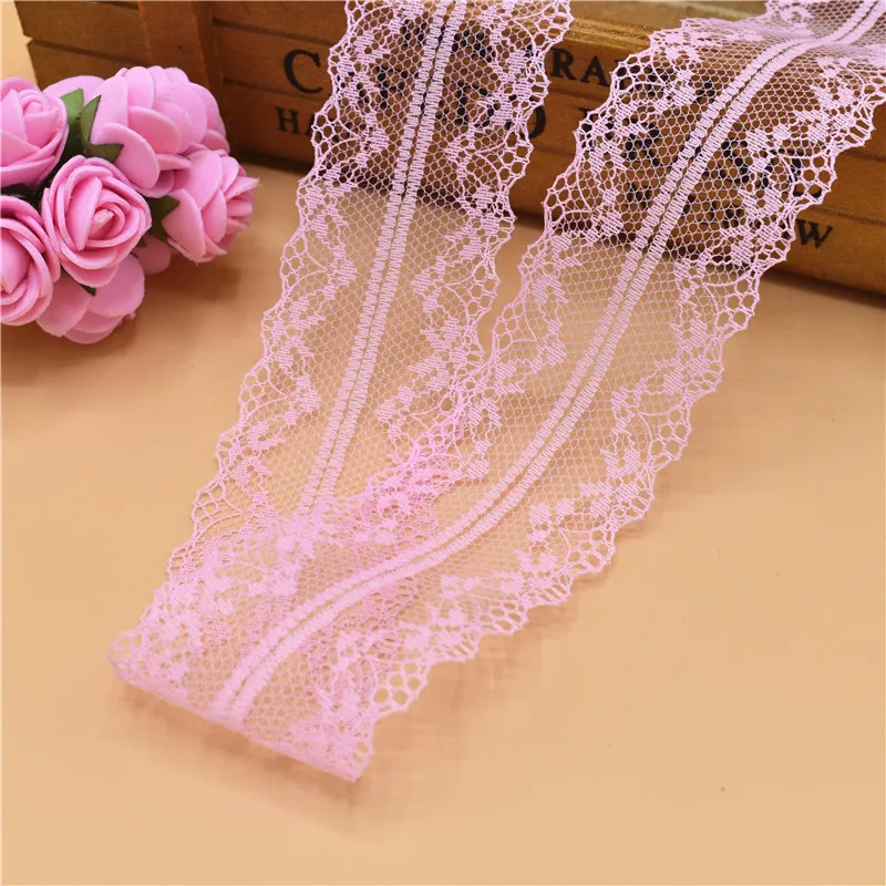 New 10 Yards Pink Lace Ribbon Tape 36MM Lace Trim Fabric DIY