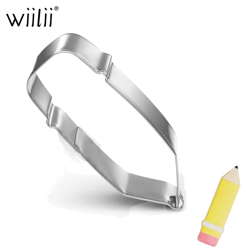 

Stainless Steel Cookie Cutter For Fondant Cake Decoration Tools Pencil Shape Biscuits Mold Printed Card Kitchen Baking Tools