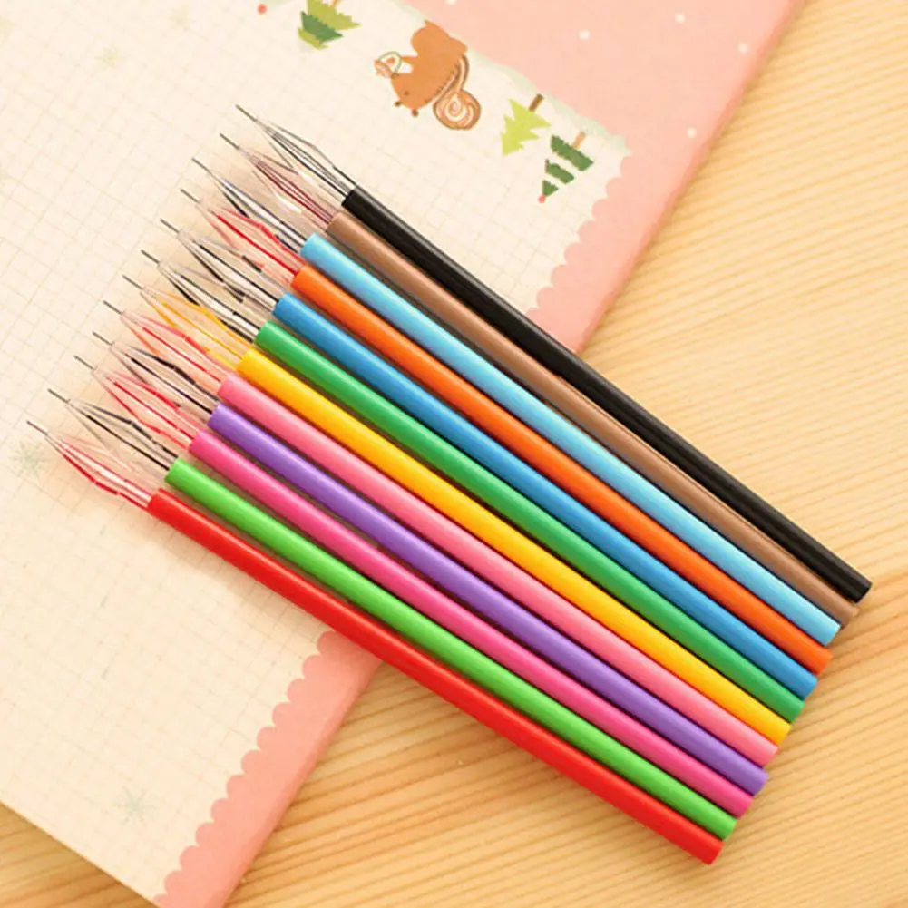 

Hot 12 Pcs/Set Colorful Gel Ink Pen Refills School Office Students Stationery Gift