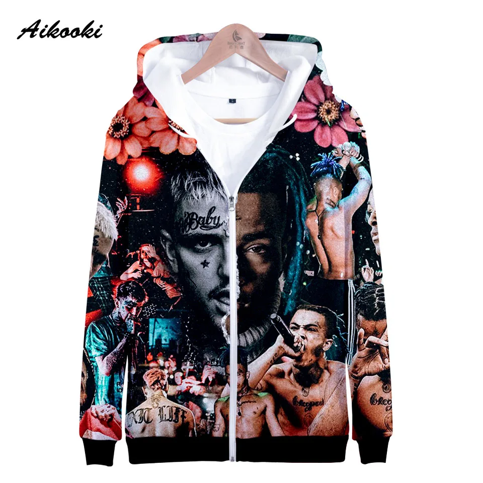 Aikooki 3D Рэппер XXXTentacion толстовки на молнии для мужчин/женщин с капюшоном