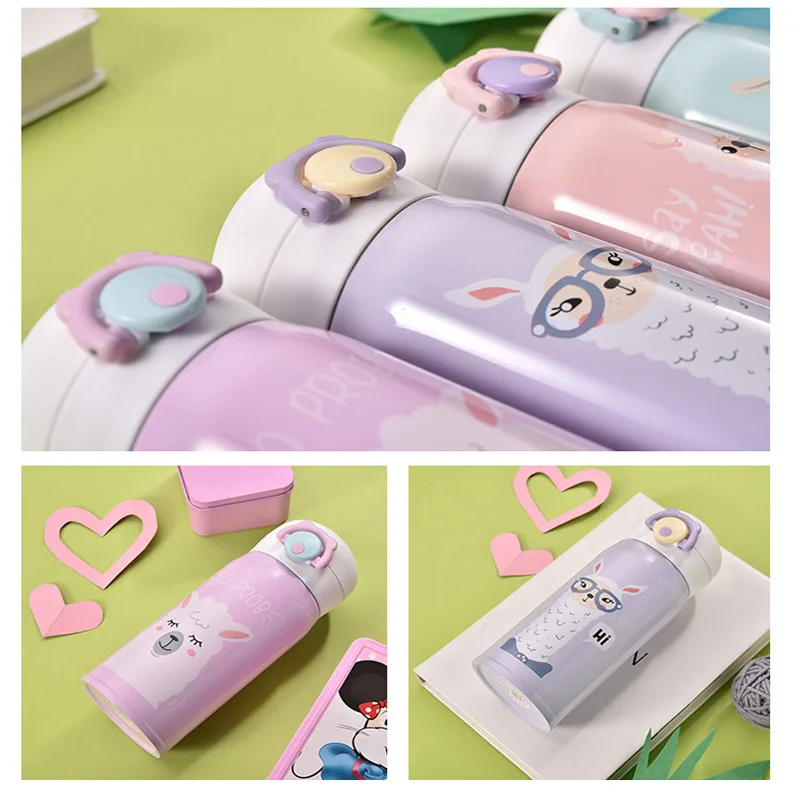 

Cartoon Vacuum Cup Bounce cover Insulated Double Wall 304 Stainless Steel Mugs water bottles 4 Colors can pick