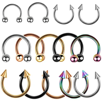 

10pcs/lot G23 Titanium Horseshoe Ring Piercing Ear Tragus Cartilage Eyebrow Lip Piercing Nose Septum Hoop Rings Body Jewelry 16G