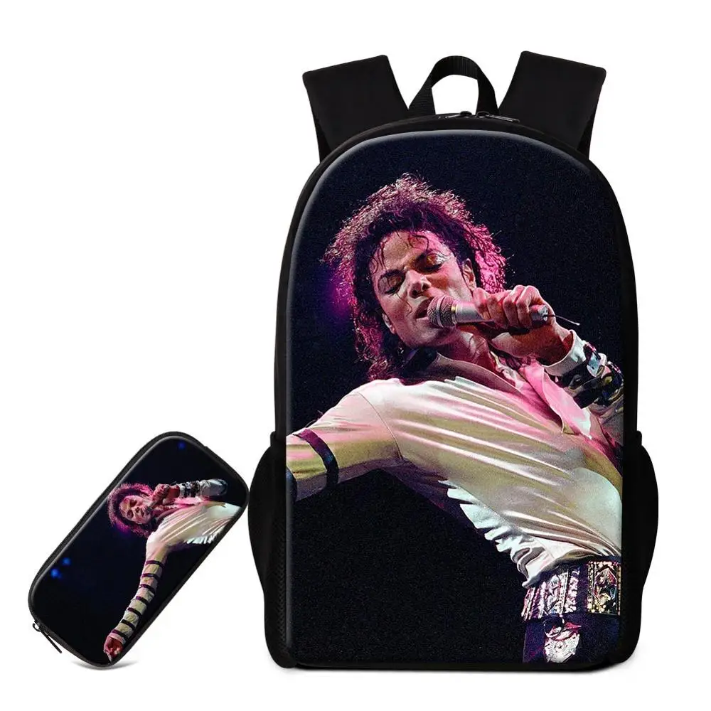 Индивидуальный Ваш образ 2 в 1 комплект модный ранец с пенал коробка сумки лучший Майкл Джексон печать на школьный рюкзак - Цвет: 10