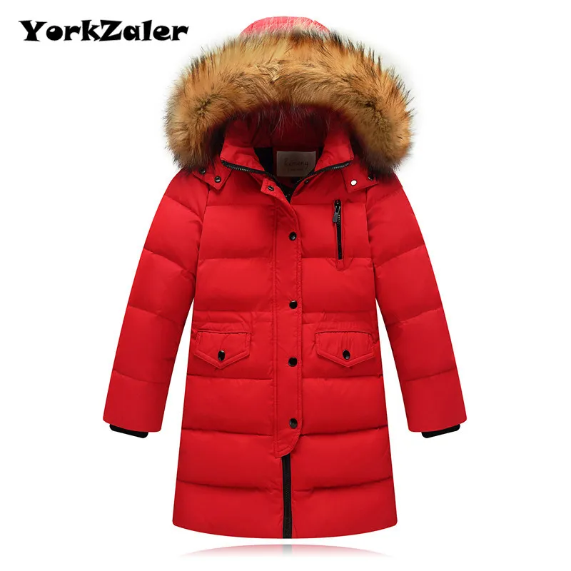 

YorkZaler Children Down Jacket Winter Teenagers Fur Coat Thicken Duck Down Jacket Outerwear Cold Winter -30 Degree Kids Clothes