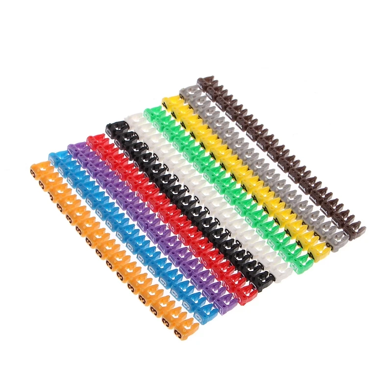 100 x Cable Markers Clip Colourful C-Type Marker Number Tag Label  4-6mm D13-New 