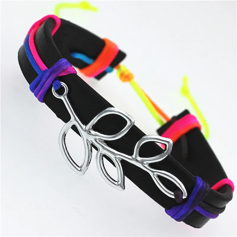 GO MAX DGW кожаные браслеты с листьями для мужчин и женщин Pulseira Masculina ювелирные
