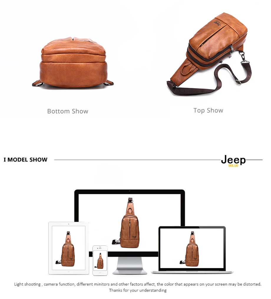 Мужская кожаная нагрудная сумка jeep buluo, сумка цвета хаки, на плечевом ремне, сумка для путешествий, брендовая сумка для документов, модель, все сезоны