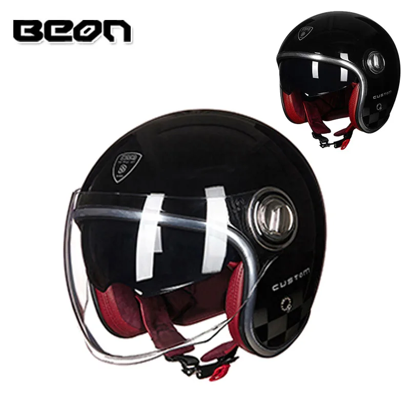 US $105.00 2020 Vintage BEON B108A Jet Motorcycle 34 Open Face Half Helmet Scooter Motorbike Chopper    Riding Racing Headgear