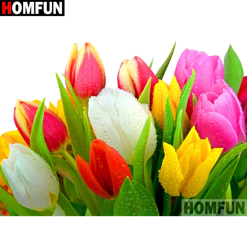 Алмазная 5d-картина HOMFUN цветы тюльпана вышивка крестиком из квадратных/круглых