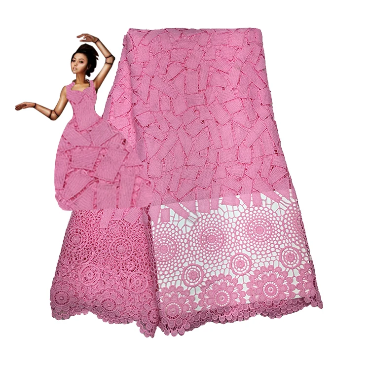 

Whosale & retail, 2018 Africa Soluble Lace Fabric Wedding Dress Nigeria Pink Cord Lace Fabric For Bride fc16-cy03 free shipping