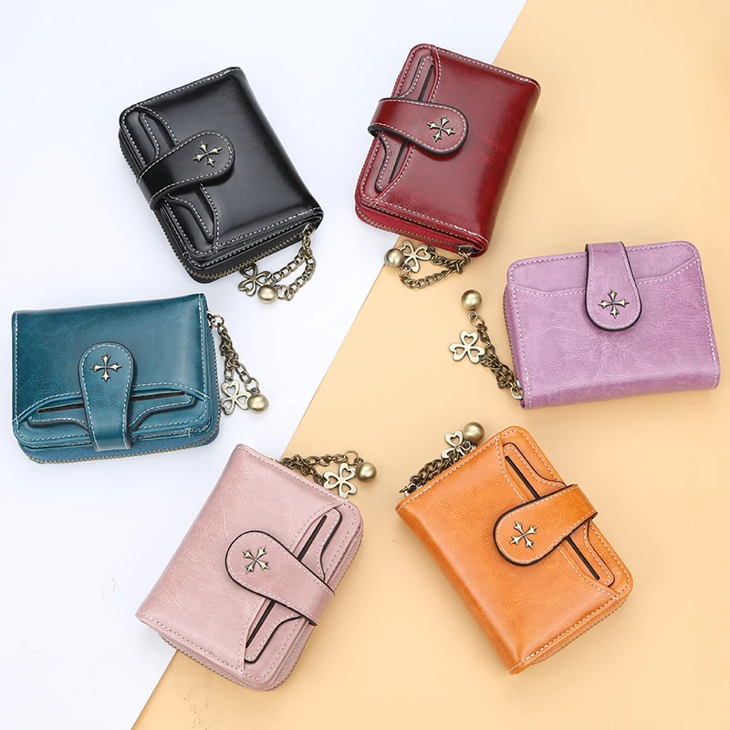 

Womens Wallets Leather Wallet Hasp Zipper Small and Slim Coin Pocket Business Cards Holders 2019 New ladies wallet Purse