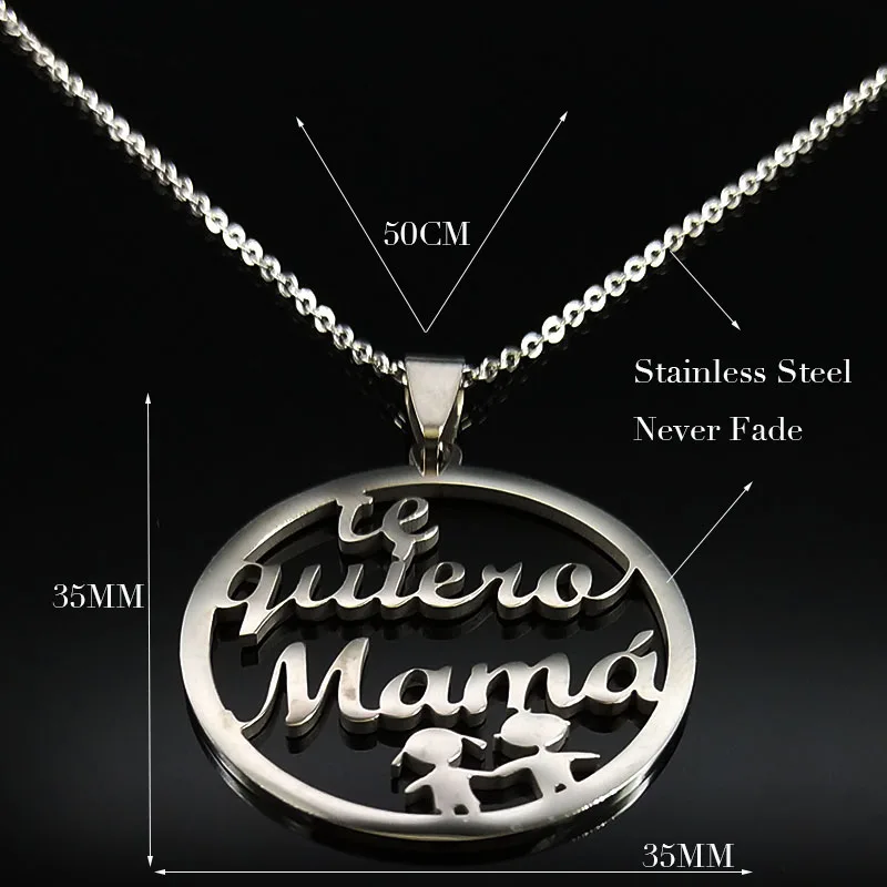 Necklace Stainless | Mom Stainless Steel Jewelry | Mother's Day Necklace - -