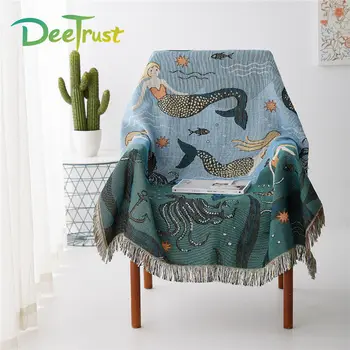 

Original Mermaid Pattern Blanket Multifunctional Two-sided Cotton Sofa Throws On Sofa/Bed/Plane Cover Home Decor Thread Carpet